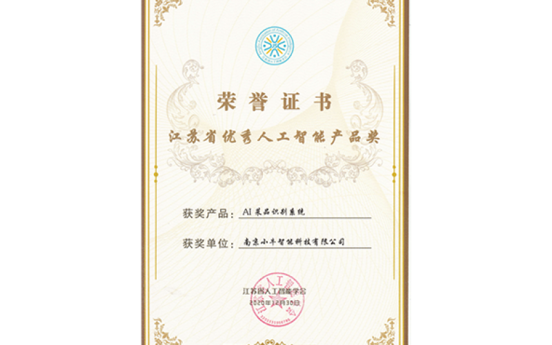 江苏省优秀人工智能产品奖